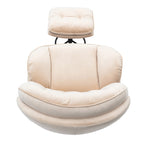 31.7" Swivel Accent Chair with Ottoman - Velvet Upholstered, Metal Frame, 250 lbs Capacity - Modern Medieval Style Beige
