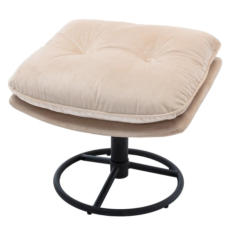 31.7" Swivel Accent Chair with Ottoman - Velvet Upholstered, Metal Frame, 250 lbs Capacity - Modern Medieval Style Beige