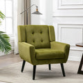 Green Velvet Upholstered Accent Chair 29.5" with Curved Back & Black Wood Legs - 250 lbs Capacity