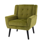 Green Velvet Upholstered Accent Chair 29.5" with Curved Back & Black Wood Legs - 250 lbs Capacity