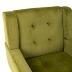 Green Velvet Upholstered Accent Chair 29.5" with Curved Back & Black Wood Legs - 250 lbs Capacity