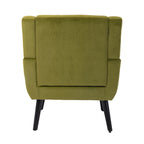 Green Velvet Upholstered Accent Chair 29.5" with Curved Back & Black Wood Legs - 250 lbs Capacity