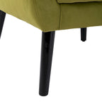 Green Velvet Upholstered Accent Chair 29.5" with Curved Back & Black Wood Legs - 250 lbs Capacity