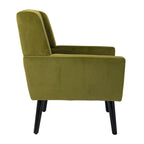 Green Velvet Upholstered Accent Chair 29.5" with Curved Back & Black Wood Legs - 250 lbs Capacity