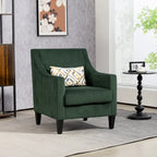 Corduroy Accent Chair with Scooped Arms - 28.35"W, 2 Pillows, 300 lbs Capacity, Rubberwood Legs - Beige Mid-Century Modern