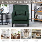 Corduroy Accent Chair with Scooped Arms - 28.35"W, 2 Pillows, 300 lbs Capacity, Rubberwood Legs - Beige Mid-Century Modern