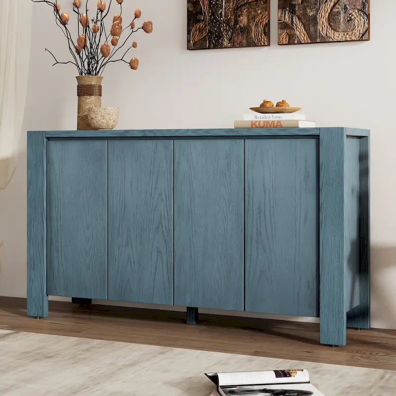 Retro 4-door Sideboard with Distressed Finish