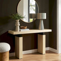 52" Rectangular Wood Console Table - Solid Construction with Slab Legs & Metal Supports - Modern Farmhouse Entryway Table