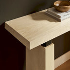 52" Rectangular Wood Console Table - Solid Construction with Slab Legs & Metal Supports - Modern Farmhouse Entryway Table