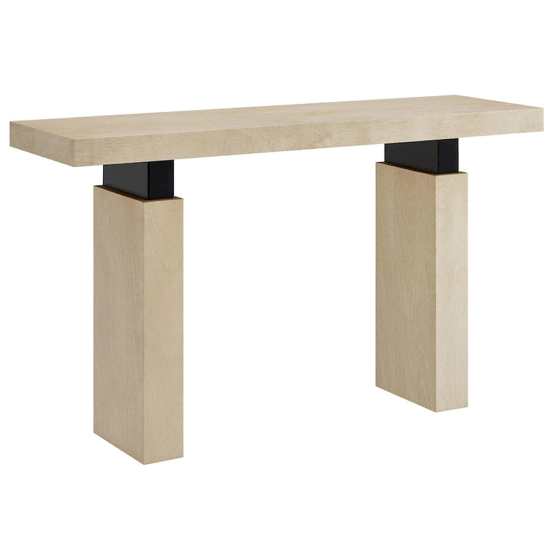52" Rectangular Wood Console Table - Solid Construction with Slab Legs & Metal Supports - Modern Farmhouse Entryway Table