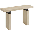 52" Rectangular Wood Console Table - Solid Construction with Slab Legs & Metal Supports - Modern Farmhouse Entryway Table