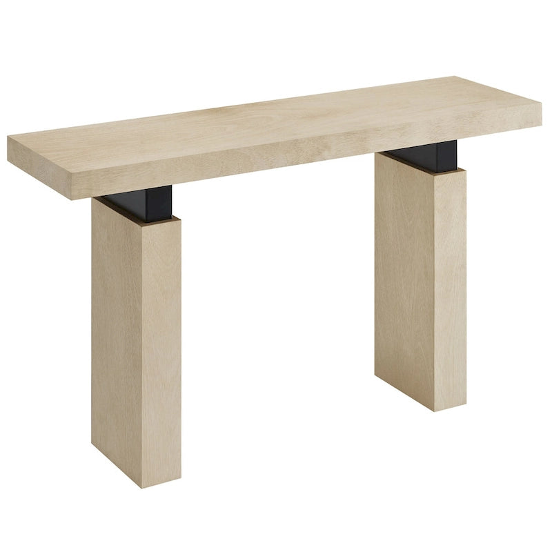 52" Rectangular Wood Console Table - Solid Construction with Slab Legs & Metal Supports - Modern Farmhouse Entryway Table