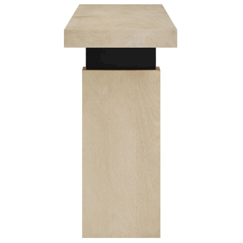 52" Rectangular Wood Console Table - Solid Construction with Slab Legs & Metal Supports - Modern Farmhouse Entryway Table