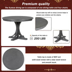 5-Piece Round Dining Table Set - 44" Pedestal Table, 4 Upholstered Chairs, Retro Farmhouse Style