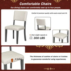 5-Piece Round Dining Table Set - 44" Pedestal Table, 4 Upholstered Chairs, Retro Farmhouse Style