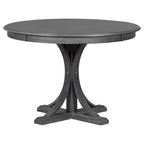 5-Piece Round Dining Table Set - 44" Pedestal Table, 4 Upholstered Chairs, Retro Farmhouse Style