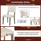5-Piece Round Dining Table Set - 44" Pedestal Table, 4 Upholstered Chairs, Retro Farmhouse Style