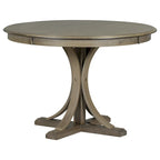 5-Piece Round Dining Table Set - 44" Pedestal Table, 4 Upholstered Chairs, Retro Farmhouse Style