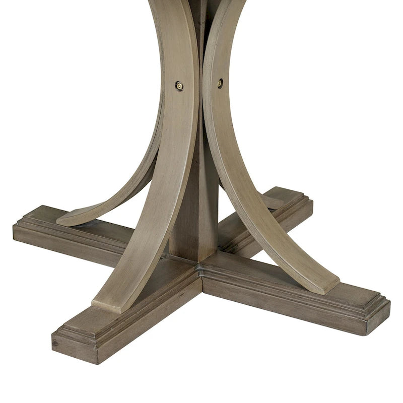 5-Piece Round Dining Table Set - 44" Pedestal Table, 4 Upholstered Chairs, Retro Farmhouse Style
