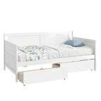 Twin Size Daybed with 2 Storage Drawers - Pine Wood Sofa Bed Frame, 250 lbs Capacity - Contemporary Minimalist Design