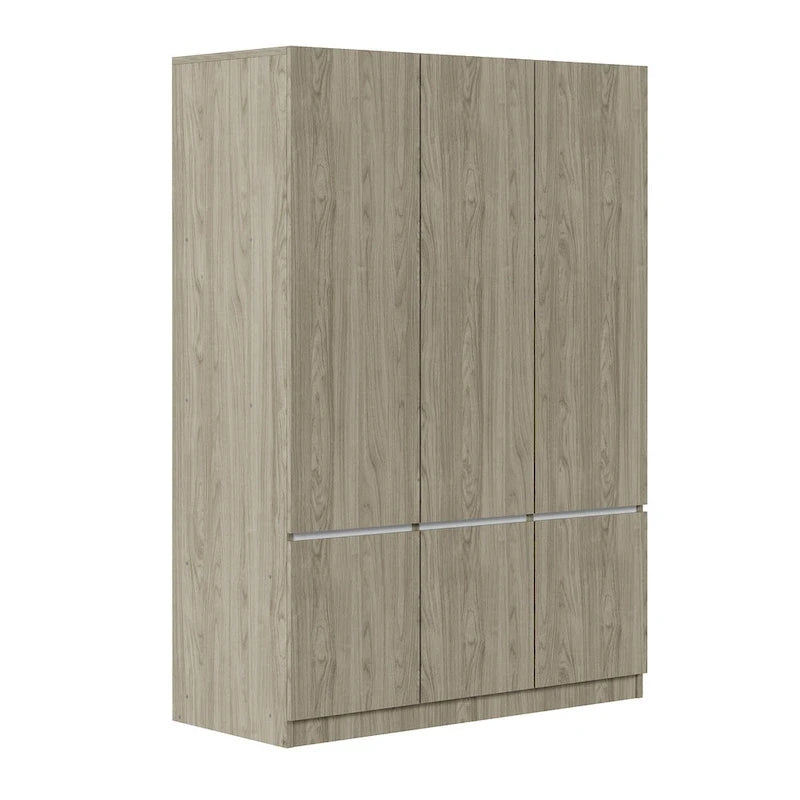 Door Wardrobe Closet - 47.2"W x 67.9"H, Hanging Rail, 7 Compartments, 33 lbs Capacity - Modern Bedroom Armoire