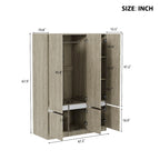 Door Wardrobe Closet - 47.2"W x 67.9"H, Hanging Rail, 7 Compartments, 33 lbs Capacity - Modern Bedroom Armoire