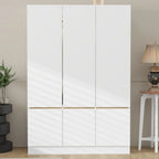 Door Wardrobe Closet - 47.2"W x 67.9"H, Hanging Rail, 7 Compartments, 33 lbs Capacity - Modern Bedroom Armoire