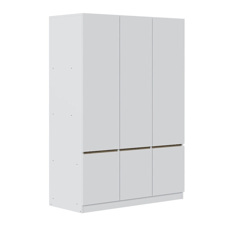 Door Wardrobe Closet - 47.2"W x 67.9"H, Hanging Rail, 7 Compartments, 33 lbs Capacity - Modern Bedroom Armoire