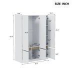 Door Wardrobe Closet - 47.2"W x 67.9"H, Hanging Rail, 7 Compartments, 33 lbs Capacity - Modern Bedroom Armoire