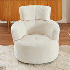 360° Swivel Accent Barrel Chair - Adjustable Headrest - Berber Fleece Upholstery - Ergonomic Design - Modern Living Room Chair