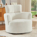 360° Swivel Accent Barrel Chair - Adjustable Headrest - Berber Fleece Upholstery - Ergonomic Design - Modern Living Room Chair