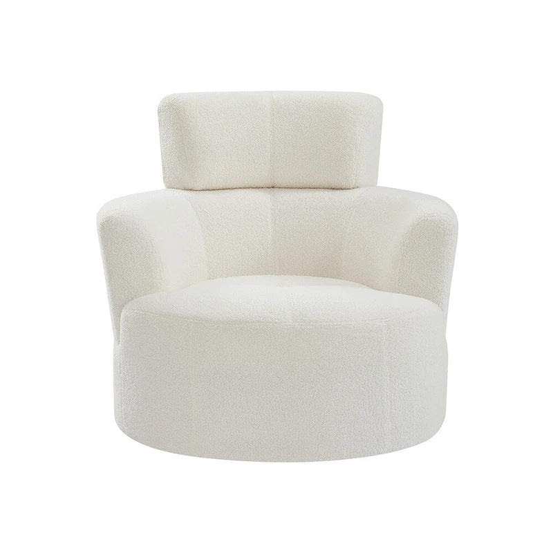360° Swivel Accent Barrel Chair - Adjustable Headrest - Berber Fleece Upholstery - Ergonomic Design - Modern Living Room Chair