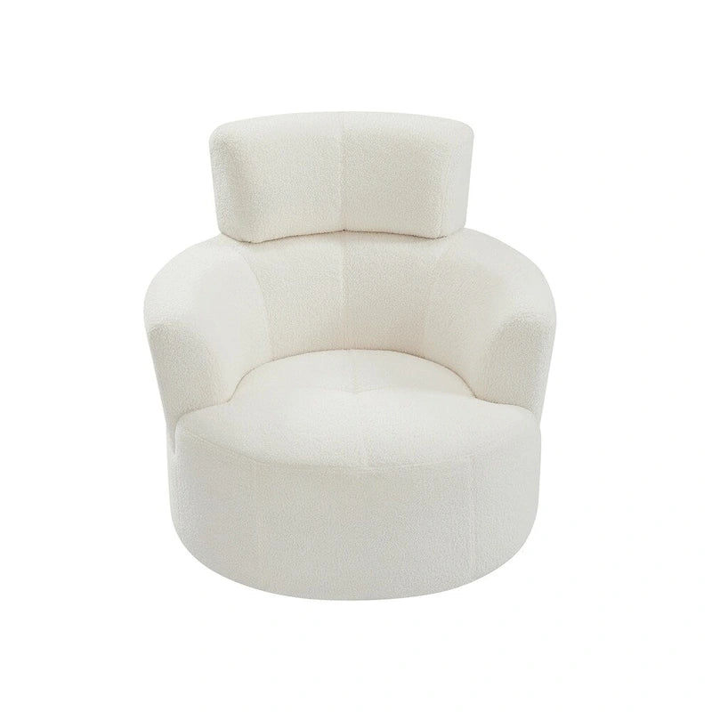 360° Swivel Accent Barrel Chair - Adjustable Headrest - Berber Fleece Upholstery - Ergonomic Design - Modern Living Room Chair