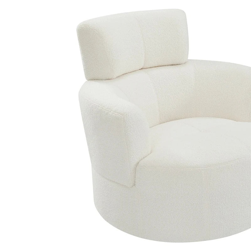 360° Swivel Accent Barrel Chair - Adjustable Headrest - Berber Fleece Upholstery - Ergonomic Design - Modern Living Room Chair