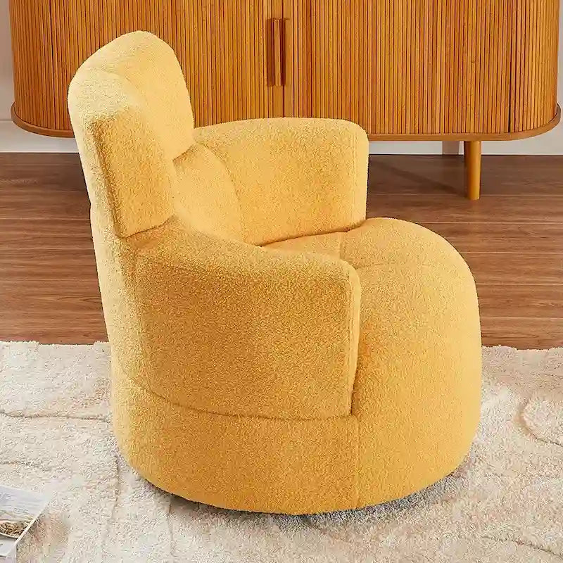 360° Swivel Accent Barrel Chair - Adjustable Headrest - Berber Fleece Upholstery - Ergonomic Design - Modern Living Room Chair