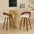 Counter Height Barstools Set of 2, Dining Chairs with Soft Cushion Seat, Kitchen Stool Island with Footstool and Low Back
