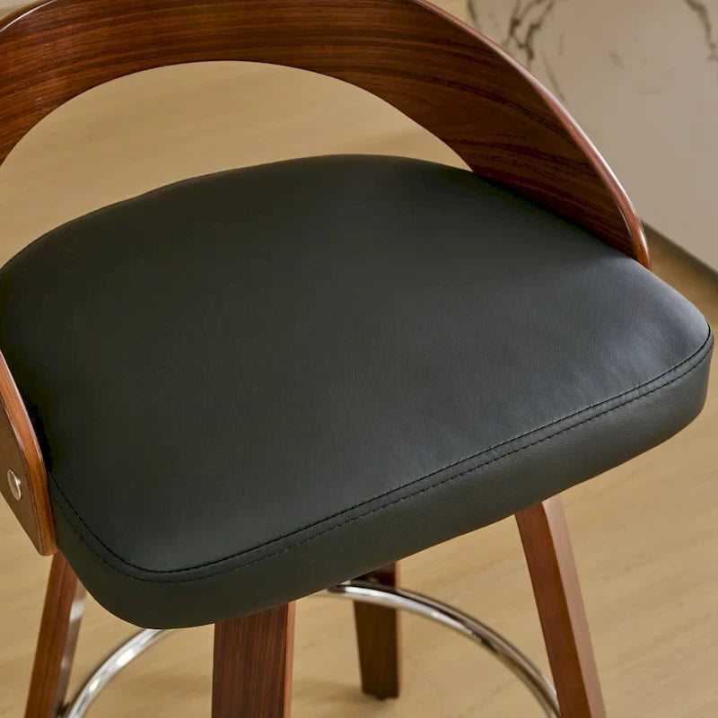 Counter Height Barstools Set of 2, Dining Chairs with Soft Cushion Seat, Kitchen Stool Island with Footstool and Low Back