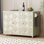 51" Farmhouse Kitchen Island on Wheels with Drop Leaf - Rolling Cart, Storage Rack, 400lbs Capacity - Ash Veneer Finish