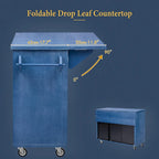 51" Farmhouse Kitchen Island on Wheels with Drop Leaf - Rolling Cart, Storage Rack, 400lbs Capacity - Ash Veneer Finish