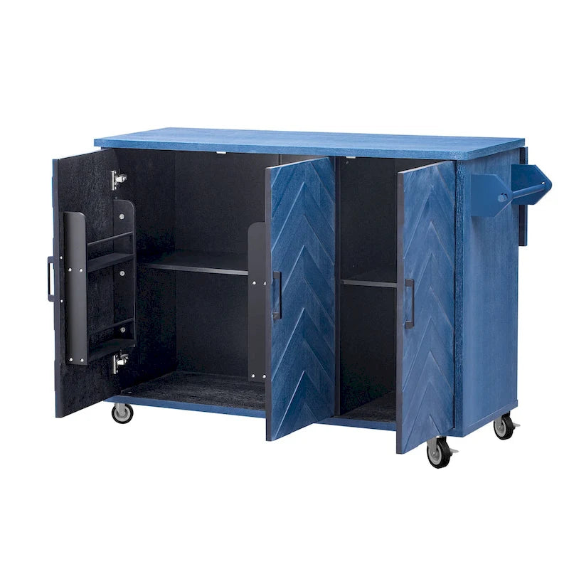 51" Farmhouse Kitchen Island on Wheels with Drop Leaf - Rolling Cart, Storage Rack, 400lbs Capacity - Ash Veneer Finish