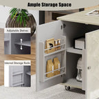 51" Farmhouse Kitchen Island on Wheels with Drop Leaf - Rolling Cart, Storage Rack, 400lbs Capacity - Ash Veneer Finish