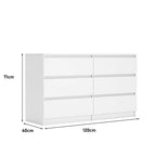 6-Drawer White Dresser Chest - Modern Storage Cabinet for Bedroom - 47.2"W x 28"H x 15.7"D - Minimalist Furniture
