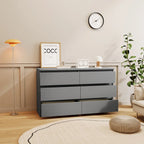 6-Drawer White Dresser Chest - Modern Storage Cabinet for Bedroom - 47.2"W x 28"H x 15.7"D - Minimalist Furniture