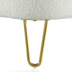 35" Oval Storage Ottoman Bench with Flip-Top Lid - Gold Metal Legs, 250 lbs Capacity, Gray/Off-White