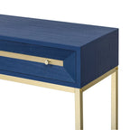 45.5" Retro Console Table - 2 Drawers, Geometric Design, Gold Accents, Black Finish (45.5W x 33.3H)