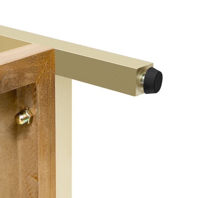 45.5" Retro Console Table - 2 Drawers, Geometric Design, Gold Accents, Black Finish (45.5W x 33.3H)