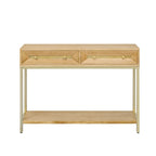 45.5" Retro Console Table - 2 Drawers, Geometric Design, Gold Accents, Black Finish (45.5W x 33.3H)