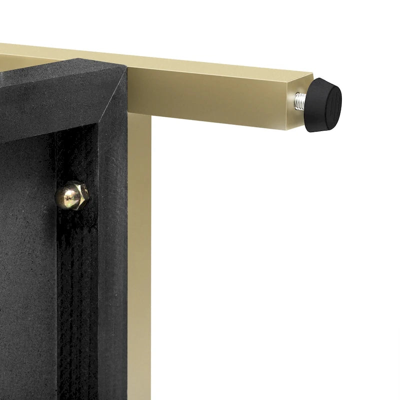 45.5" Retro Console Table - 2 Drawers, Geometric Design, Gold Accents, Black Finish (45.5W x 33.3H)