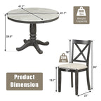 5-Piece Round Dining Table Set - Faux Marble Top, 4 Rubberwood Chairs, MDF Frame - Modern 41.7" Dining Set