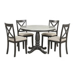 5-Piece Round Dining Table Set - Faux Marble Top, 4 Rubberwood Chairs, MDF Frame - Modern 41.7" Dining Set